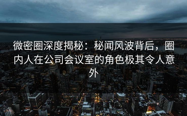 微密圈深度揭秘：秘闻风波背后，圈内人在公司会议室的角色极其令人意外
