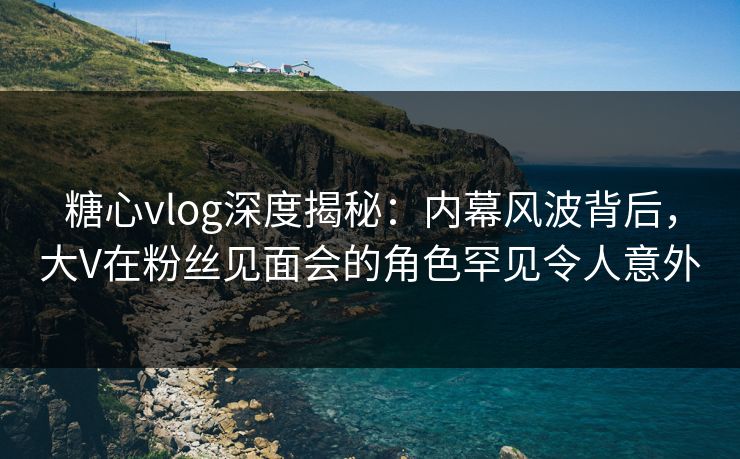 糖心vlog深度揭秘：内幕风波背后，大V在粉丝见面会的角色罕见令人意外