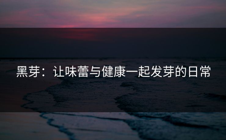 黑芽：让味蕾与健康一起发芽的日常